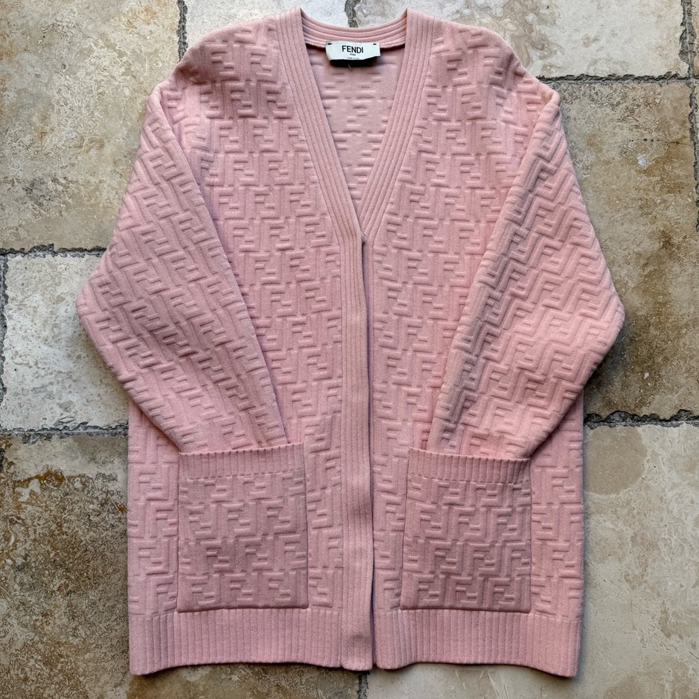 Fendi Light Pink Textured Cardigan